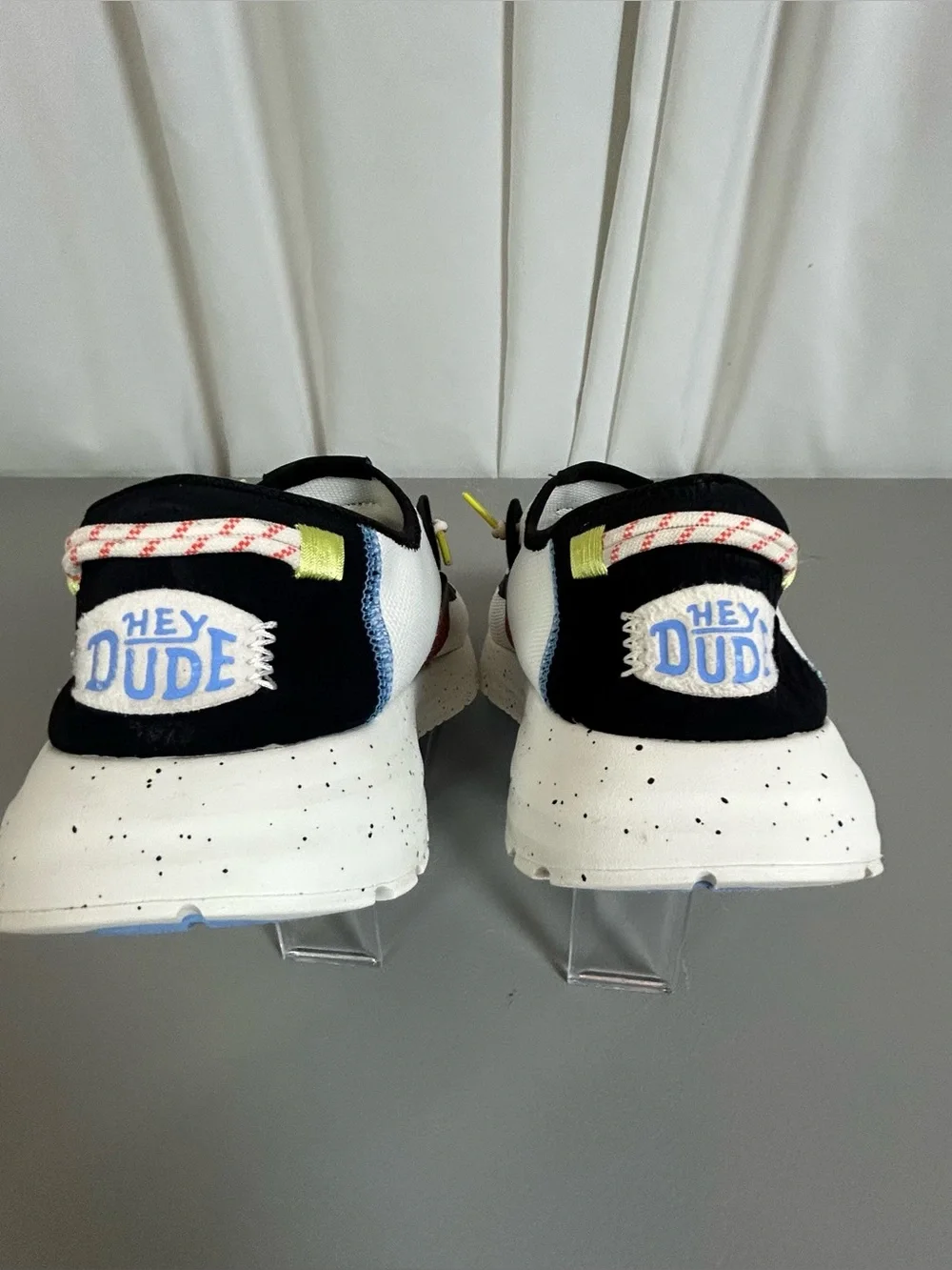 Men’s Hey Dude Slip-On Sneakers white with Blue Accents size 12